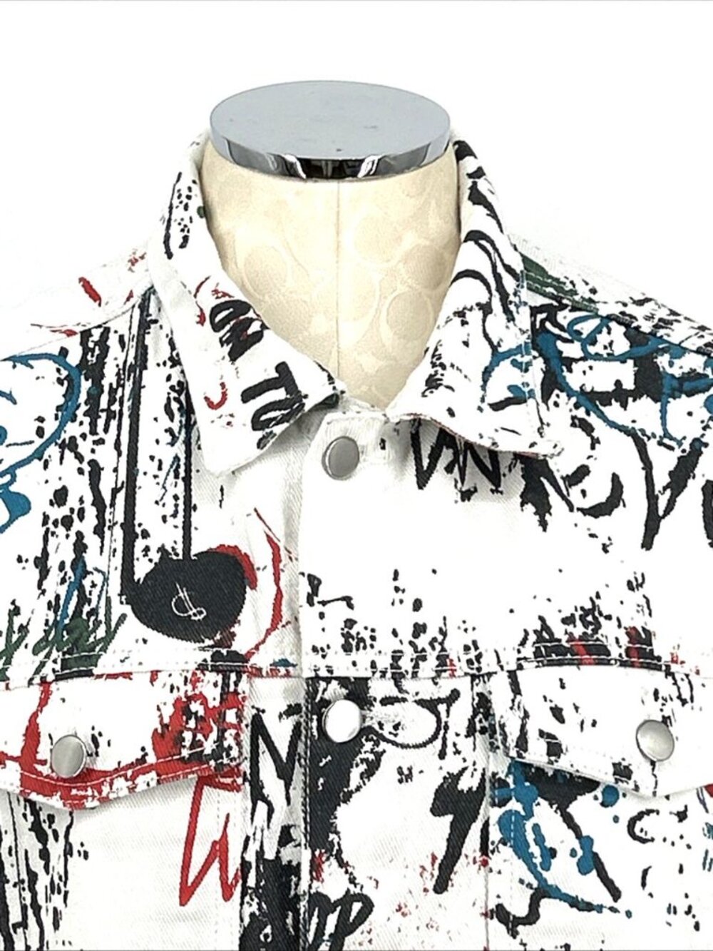 Manfinity Graffiti Jacket Mens Sz M Metal Buttons 100% Cotton Streetwear - Picture 2 of 8
